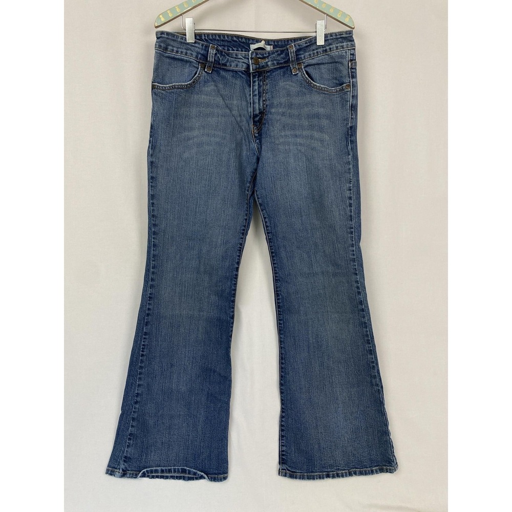 Y2K Levis 537 Low Flare Jeans Womens 14 Blue Medium Wash Low Rise Stretch 36x32